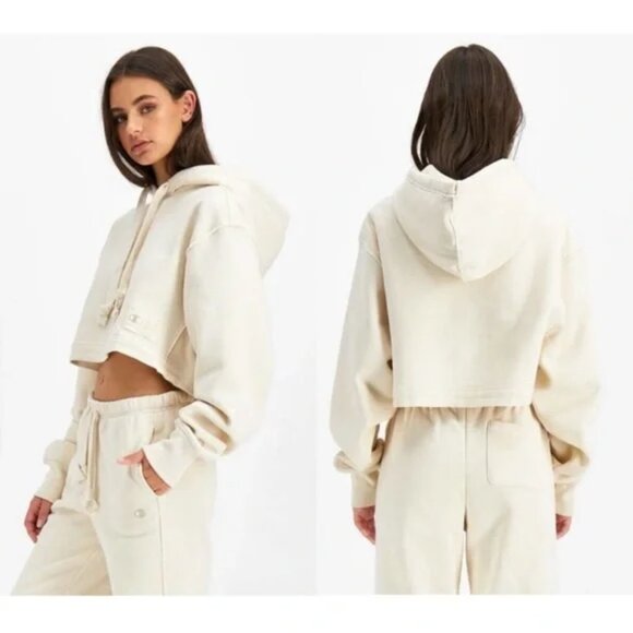NWT Champion Women’s Reverse Weave Cropped Hoodie in Beige - Picture 3 of 6